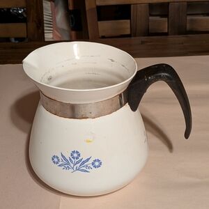 White and Blue Floral Enamel Coffee Pot